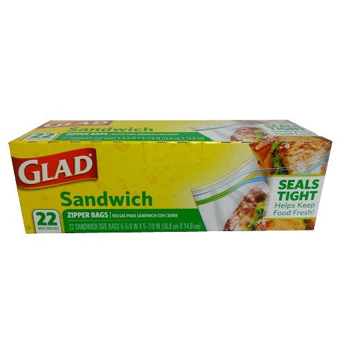 glad sandwich zipper bags 22ct -- 12 per case