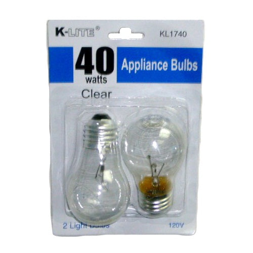 k- lite appliance bulbs 2pc 40wt clear -- 24 per box
