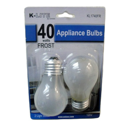 k- lite appliance bulbs 2pc 40wt frost -- 24 per box