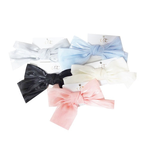 hair clip w- bow lg asst clrs -- 12 per box