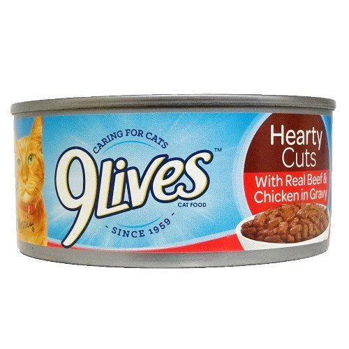 9 lives 5.5oz hearty cuts w- beef chic -- 24 per case
