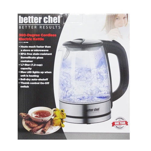 better chef electric kettle glass 1.7 ltr -- 6 per case