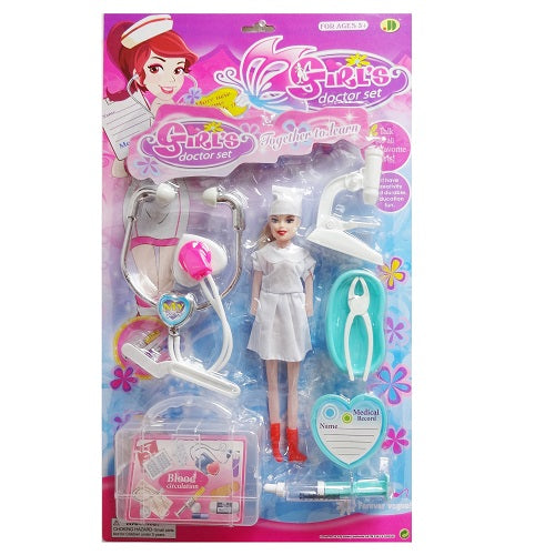 toy girl doctor set w- doll -- 12 per box