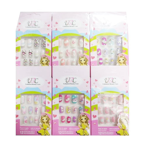 pre- glued nails 12ct kids asst design -- 12 per box