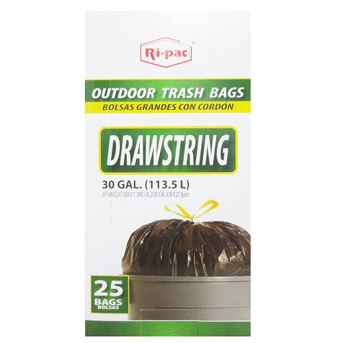 ri- pac outdoor trash bags 25ct 30 gl -- 8 per case