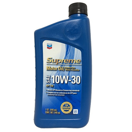 chevron supreme motor oil 10w-30 1qt -- 12 per case