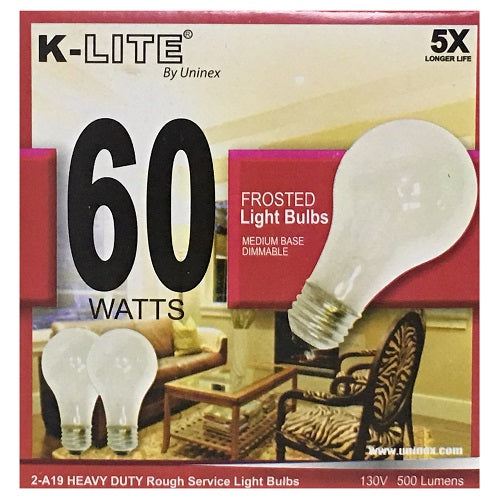 k- lite light bulb 2pk 60w 500 lumens -- 54 per case