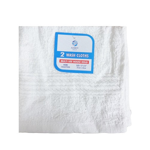 wash cloths 2pk 12x13 white -- 12 per box