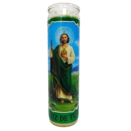 candle 8in san judas tadeo green -- 12 per case