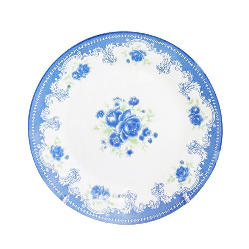 plate ceramic 10.5in blue flowers -- 24 per case