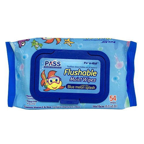 pure- aid flushable moist wipes 54ct blue -- 24 per case