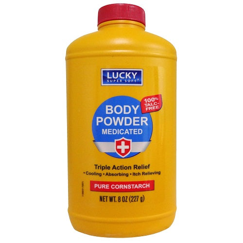 lucky body powder 8oz medicated -- 12 per case