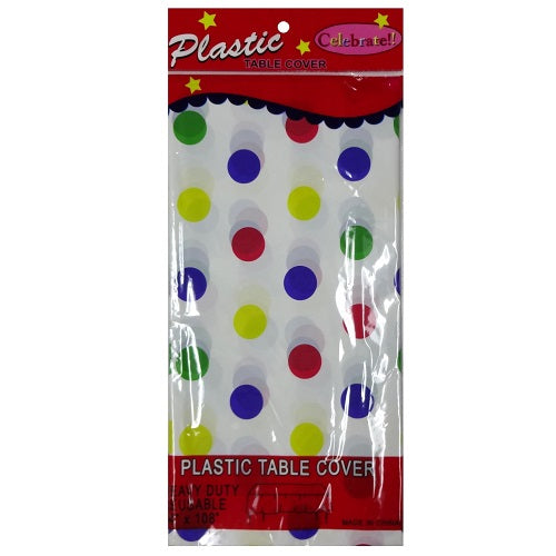 table cover 54 x 108in polka dot multi-c -- 12 per box