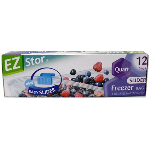 ez stor freezer bags 12ct 1qt slider -- 24 per case