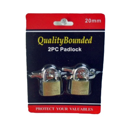 padlock 20mm brass lock 2pk -- 24 per case