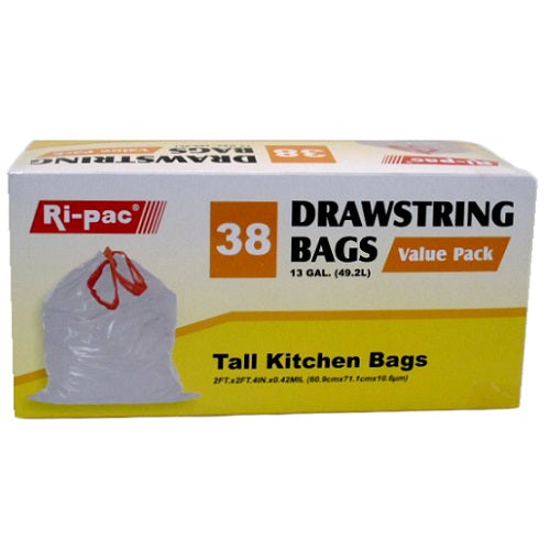 ri- pac tall kitchen bags 38ct 13gl -- 12 per case