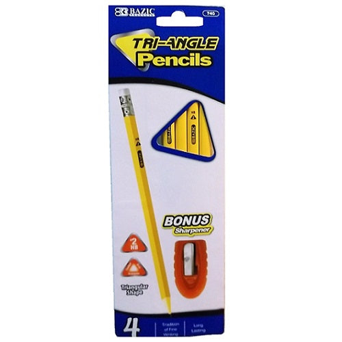 pencils triangle shape 4pk w- sharperner -- 24 per box