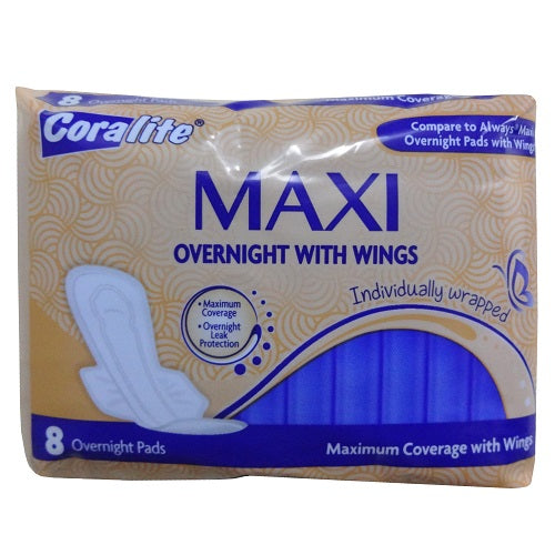 coralite maxi overnight w- wings 6ct -- 24 per case