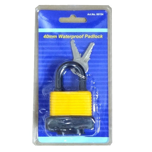 waterproof padlock 40mm w-2 keys -- 12 per box