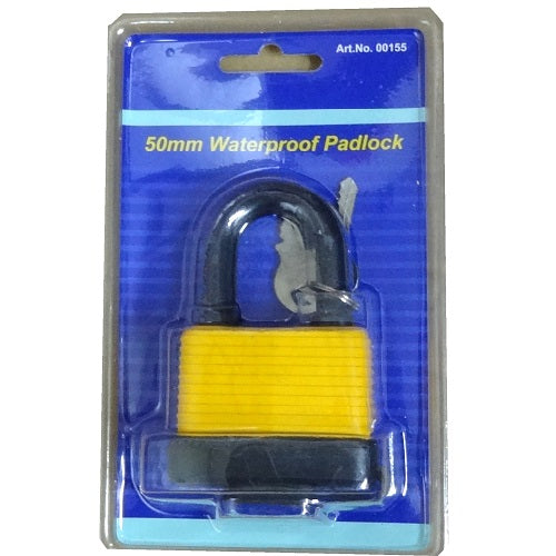 waterproof padlock 50mm w-2 keys -- 12 per box