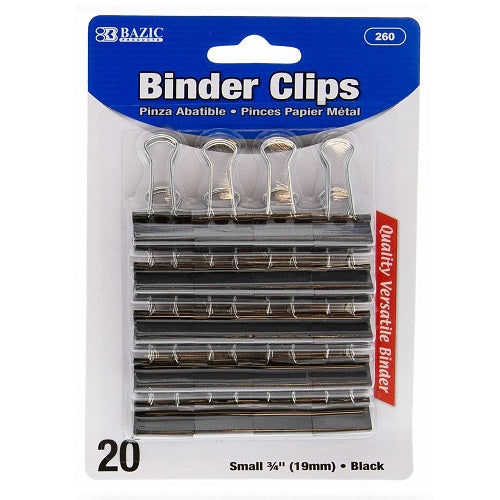 binder clips 20pk small black -- 24 per box