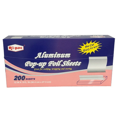 ri- pac aluminum pop- up foil sheets 200ct -- 12 per case