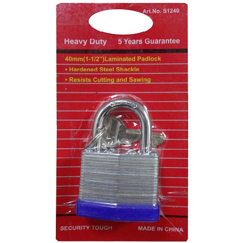 padlock 40mm w- keys steel shackle -- 12 per box