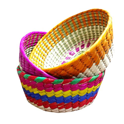 tortilla basket lg 8x3in asst clrs -- 12 per box
