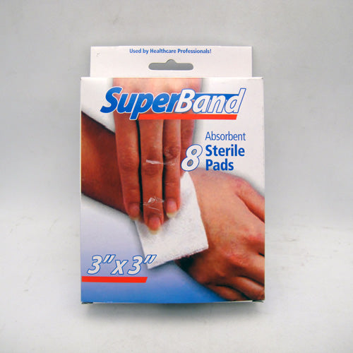 super band absorb sterile pads 8p 3x3in -- 36 per case