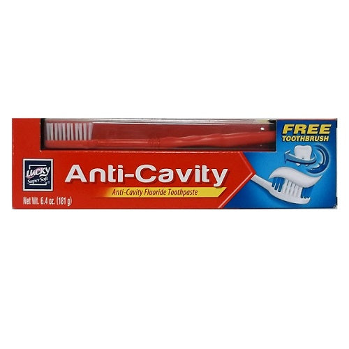 lucky toothpaste 6.4oz anti- cavity w- bru -- 24 per case
