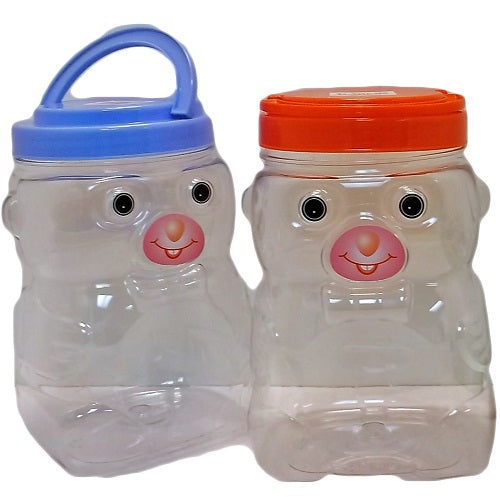 food container w- lid bear shape asst clr -- 24 per case
