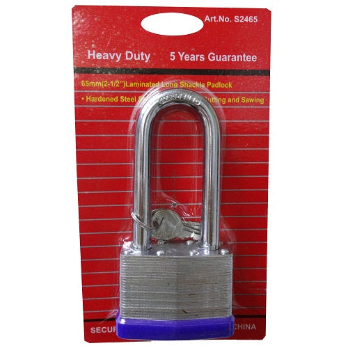 padlock 65mm long shakle w- keys -- 6 per box