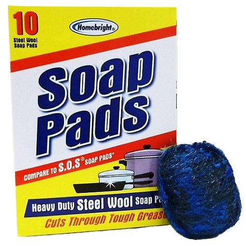 h.b steel wool soap pads 10pk -- 24 per case