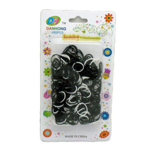 hair rubber bands black white -- 12 per box