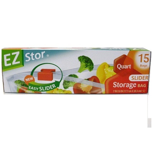 ez stor storage bags 15ct 1qt slider -- 24 per case