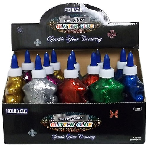glitter glue 200ml asst classic clrs -- 24 per case