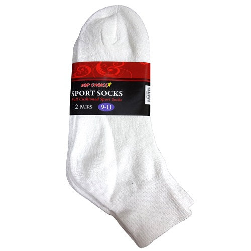 ankle socks 2pk 9-11 white -- 6 per box