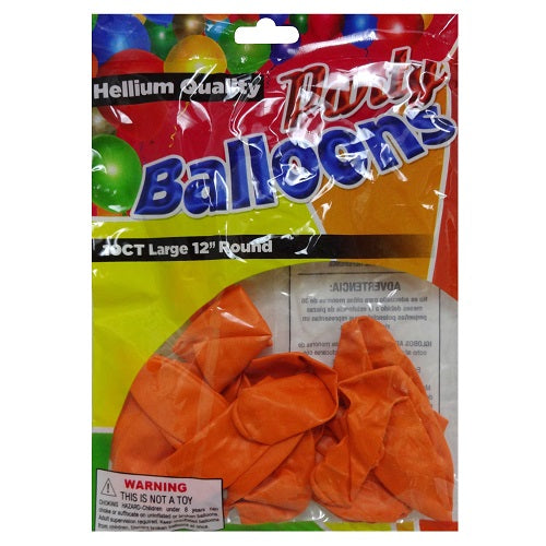 balloons 10ct 12in orange -- 12 per box