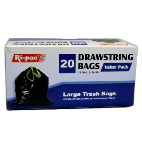 ri- pac large trash bags 20ct 33gl -- 12 per case