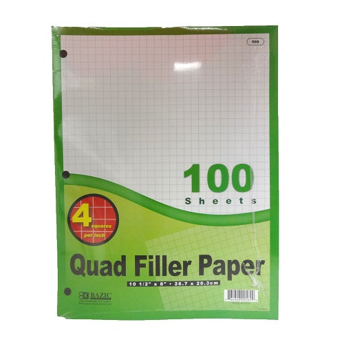 filler paper quad ruled 100ct -- 36 per case