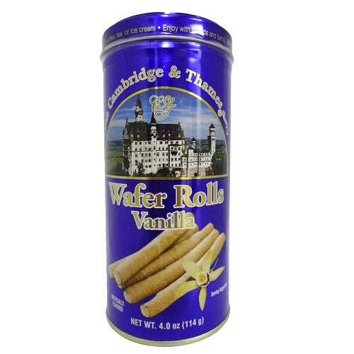 c t wafer rolls vanilla 4oz tin can -- 12 per case