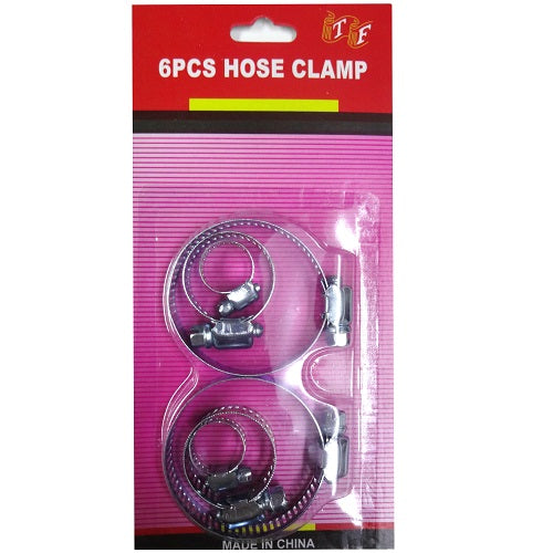 hose clamps 6pc asst sizes -- 12 per box