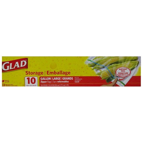 glad storage bags 10ct 1 gl -- 20 per case