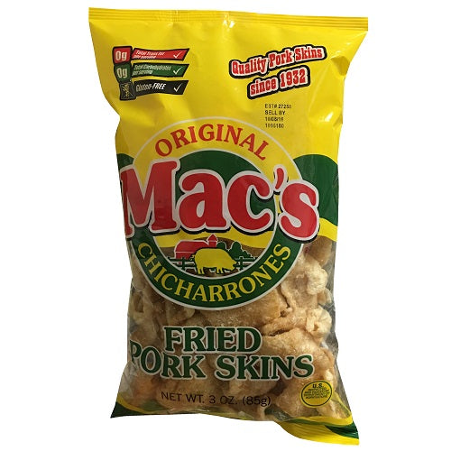 macs fried pork skins 3oz original -- 12 per case