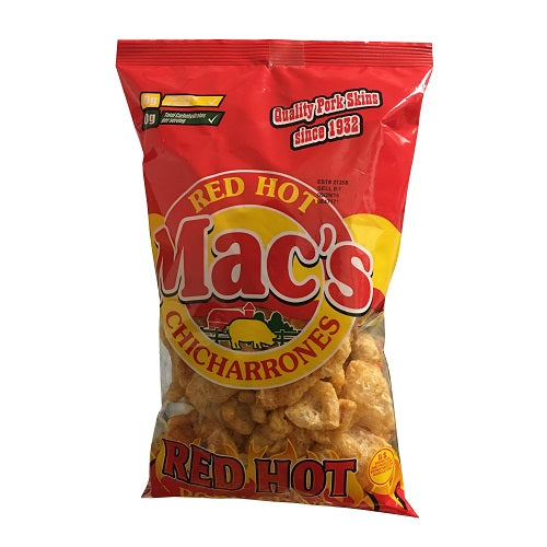 macs fried pork skins 3oz red hot -- 12 per case