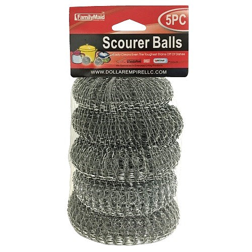 scourer balls 5pc silver -- 12 per box
