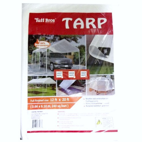 tuff bros tarp 12x20 ft white h.d -- 5 per case