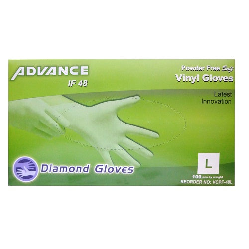 gloves vinyl clear lg 100ct powder free -- 10 per case