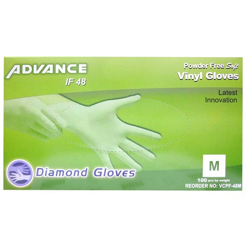 gloves vinyl clear md 100ct powder free -- 10 per case