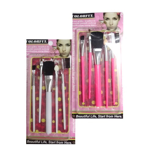 make- up brushes kit 5ct asst clrs -- 12 per box